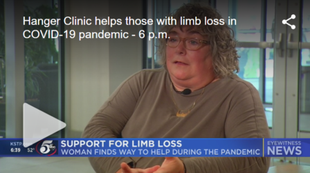 Hanger Clinic's Leslie Green is interviewed by Minneapolis TV station